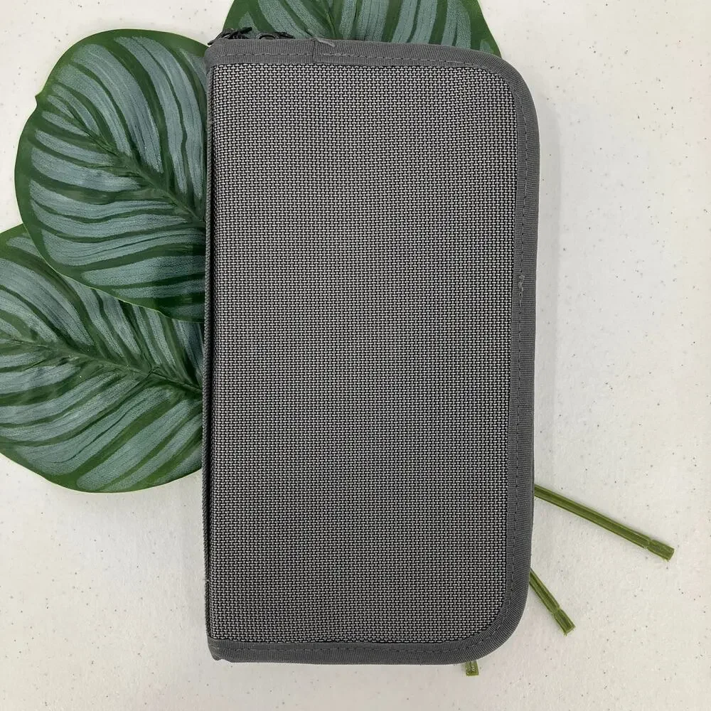 Rectangle Dark Gray Zip Around Side Handle Business Office Organizer Travel Bag